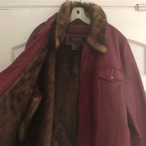 Fur- lined leather coat